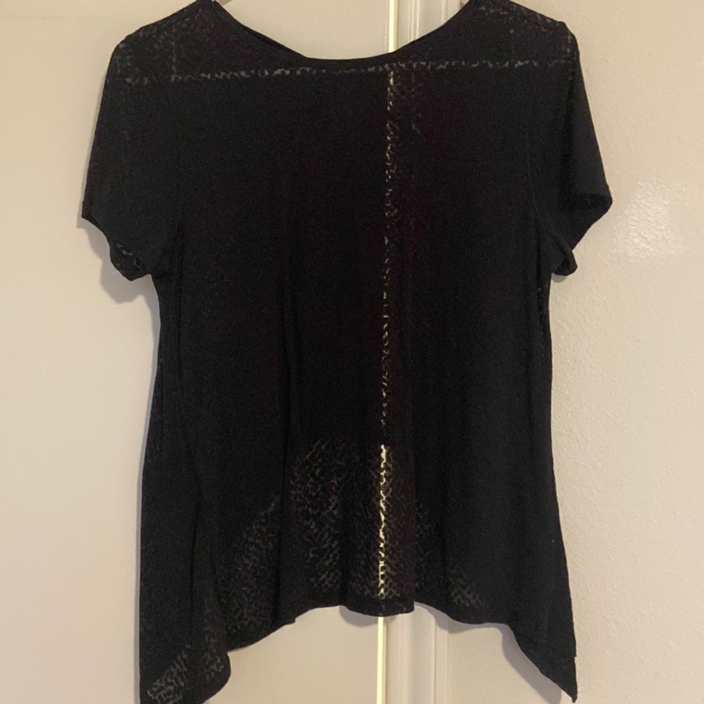 Black cheetah print see through yoga shirt